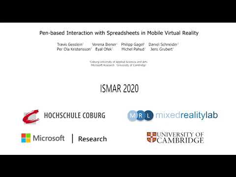 Pen-based Interaction with Spreadsheets in Mobile Virtual Reality