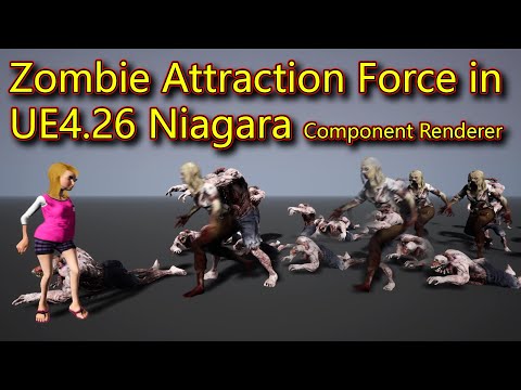 Zombie Attraction Force in UE4.26 Niagara Component Renderer